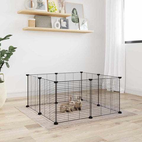 Gabbia per Animali Domestici 8 Pannelli Nero 35x35 cm Acciaio