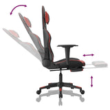 Sedia Gaming Massaggio Poggiapiedi Nero e Rosso Vino Similpelle