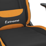 Sedia da Gaming Massaggi e Poggiapiedi Tessuto Nero e Arancione