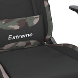 Sedia da Gaming Massaggi Poggiapiedi Nero e Mimetico in Tessuto