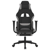 Sedia da Gaming Massaggio e Poggiapiedi Nero e Grigio Tessuto