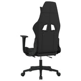 Sedia da Gaming Massaggio e Poggiapiedi Nero e Grigio Tessuto