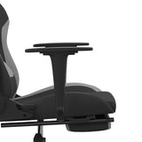 Sedia da Gaming Massaggio e Poggiapiedi Nero e Grigio Tessuto