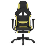 Sedia da Gaming Massaggio e Poggiapiedi Nero e Verde Chiaro