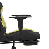 Sedia da Gaming Massaggio e Poggiapiedi Nero e Verde Chiaro