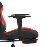 Sedia da Gaming Massaggio e Poggiapiedi Tessuto Nero e Rosso
