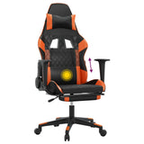 Sedia Gaming Massaggio Poggiapiedi Nero e Arancione Similpelle