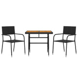 Set da Pranzo da Giardino 3 pz in Polyrattan Nero