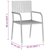Set da Pranzo da Giardino 3 pz in Polyrattan Nero