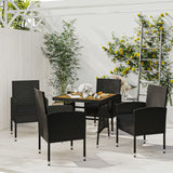 Set da Pranzo per Giardino 5 pz in Polyrattan Nero