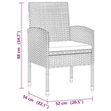Set da Pranzo per Esterni 3 pz in Polyrattan Grigio