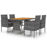 Set da Pranzo per Esterni 5 pz in Polyrattan Grigio