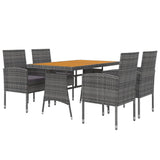 Set da Pranzo per Esterni 5 pz in Polyrattan Grigio