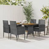 Set da Pranzo per Esterni 5 pz in Polyrattan Grigio