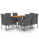 Set da Pranzo per Esterni 7 pz in Polyrattan Grigio