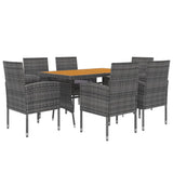 Set da Pranzo per Esterni 7 pz in Polyrattan Grigio