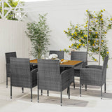 Set da Pranzo per Esterni 7 pz in Polyrattan Grigio