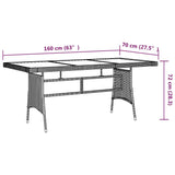 Set da Pranzo per Esterni 7 pz in Polyrattan Nero