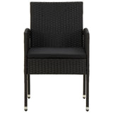 Set da Pranzo per Esterni 9 pz in Polyrattan Nero