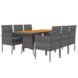 Set da Pranzo per Esterni 7 pz in Polyrattan Grigio