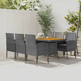 Set da Pranzo per Esterni 7 pz in Polyrattan Grigio