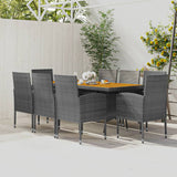 Set da Pranzo per Esterni 9 pz in Polyrattan Grigio