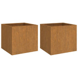 Fioriere 2 pz 32x30x29 cm Acciaio Corten
