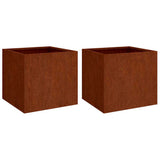 Fioriere 2 pz 32x30x29 cm Acciaio Corten