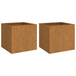 Fioriere 2 pz 42x40x39 cm Acciaio Corten