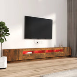 Set Mobili TV 3pz con Luci LED Rovere Fumo in Legno truciolato