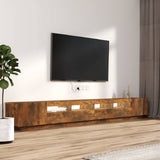 Set Mobili TV 3pz con Luci LED Rovere Fumo in Legno truciolato