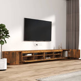 Set Mobili TV 3pz con Luci LED Rovere Fumo in Legno truciolato