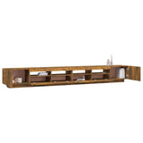 Set Mobili TV 3pz con Luci LED Rovere Fumo in Legno truciolato