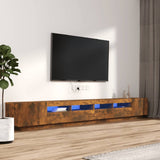Set Mobili TV 3pz con Luci LED Rovere Fumo in Legno truciolato