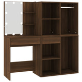 Toeletta con LED e Armadietti Rovere Marrone Legno truciolato