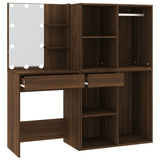 Toeletta con LED e Armadietti Rovere Marrone Legno truciolato