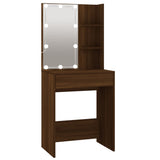 Toeletta con LED e Armadietti Rovere Marrone Legno truciolato