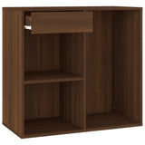 Toeletta con LED e Armadietti Rovere Marrone Legno truciolato