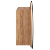 Armadio da Bagno con Specchio Rotondo e LED Rovere 40x40x17,5cm