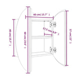 Armadio da Bagno con Specchio Rotondo e LED Rovere 40x40x17,5cm