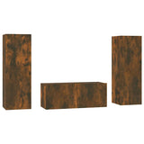 Set Mobili Porta TV 3 pz Rovere Fumo in Legno truciolato