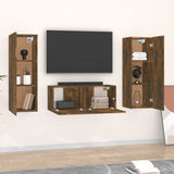 Set Mobili Porta TV 3 pz Rovere Fumo in Legno truciolato