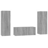 Set Mobili Porta TV 3 pz Grigio Sonoma in Legno truciolato