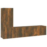 Set Mobili Porta TV 3 pz Rovere Fumo in Legno truciolato