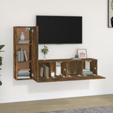 Set Mobili Porta TV 3 pz Rovere Fumo in Legno truciolato
