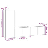 Set Mobili Porta TV 3 pz Rovere Fumo in Legno truciolato