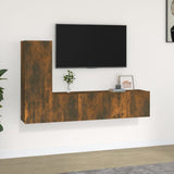 Set Mobili Porta TV 3 pz Rovere Fumo in Legno truciolato