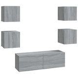 Set di Mobili TV a Parete Grigio Sonoma in Legno truciolato