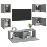Set di Mobili TV a Parete Grigio Sonoma in Legno truciolato