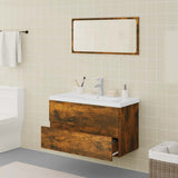 Set di Mobili da Bagno Rovere Fumo in Legno truciolato